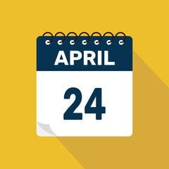 april 24 calendar icon vector illustration with design