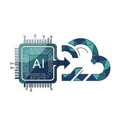AI chip connected to a cloud, representing cloud computing and artificial intelligence.