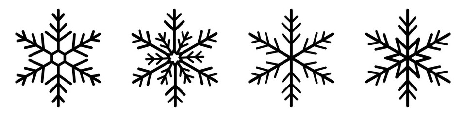 Vector line icon. Collection of different form snowflakes vector icon. Vector illustration of snowflakes icon set on transparent background. Vector art of collection of snowflake icons icon on.