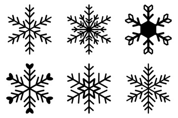 Vector line icon. Collection of different form snowflakes vector icon. Vector art of collection of snowflake icons icon on. Vector illustration of snowflakes icon set on transparent background.