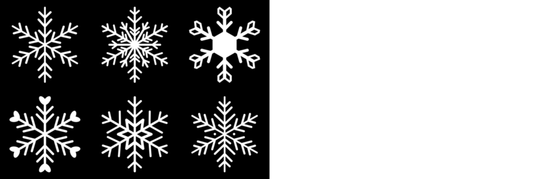 Isolated Snowflake Collection. Variations. Isolated Transparent. White snowflake icon set isolated vector illustration. Vector illustrations set. Ice Crystal Winter Symbol. Christmas Logo. Snowflakes.
