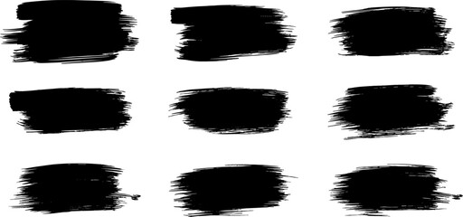 Set of black paint, ink brush strokes, brushes, lines dirty artistic design elements isolated on vector illustration for banners, cards, and flyers