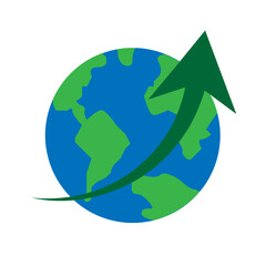 Global Growth Arrow Icon, Simple Icon Vector Design, best used for presentation, application, web and banner