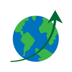 Naklejka premium Global Growth Arrow Icon, Simple Icon Vector Design, best used for presentation, application, web and banner