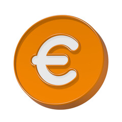 Euro coin currency icon 3d rendering