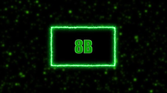 Neon 8B Followers Text Animation Glowing 8B count with neon border on blurred background, perfect for social media celebration videos.