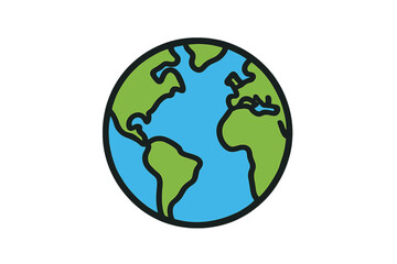 Obraz premium Minimalist flat style representation of the planet Earth showing global geography