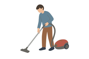 Person cleaning the floor using a vacuum cleaner during routine household chores and maintenance