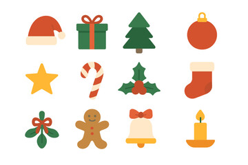 Fototapeta premium Traditional Christmas holiday symbols and festive winter season objects