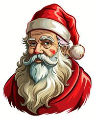 santa claus, real print Style, white background