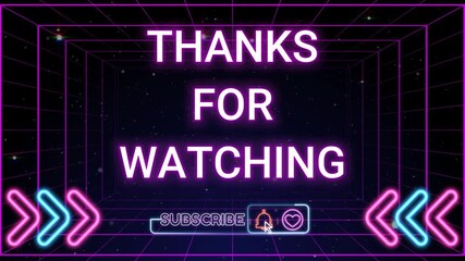 Neon purple and pink grid frames a glowing End Screen Youtube with arrow accents - Powered by Adobe