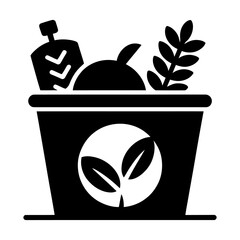 Farm and Agriculture grocery bin icon Silhouette vector on white background