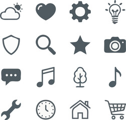 Essential Minimalist Glyph Icon Set for Web and Mobile Interfaces