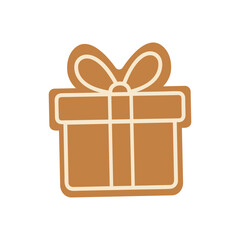 Cute cartoon Christmas gingerbread man. Isolated white background. Vector illustration