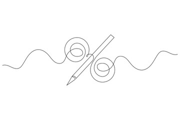 Obraz premium Continuous line drawing of the percent sign