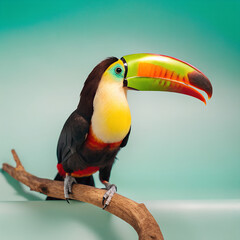 Obraz premium Keel-billed Toucan Isolated on Pastel Background