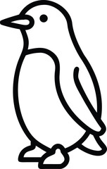 Penguin bird vector outline icon on white background