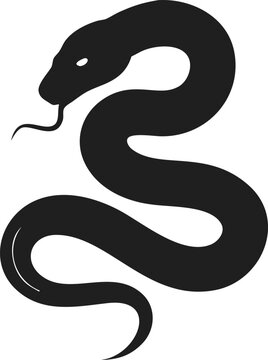Elegant snake vector illustration, smooth curved serpent silhouette design, minimal black reptile artwork, dangerous wild animal symbol, modern tattoo style graphic, Snake silhouette icon
