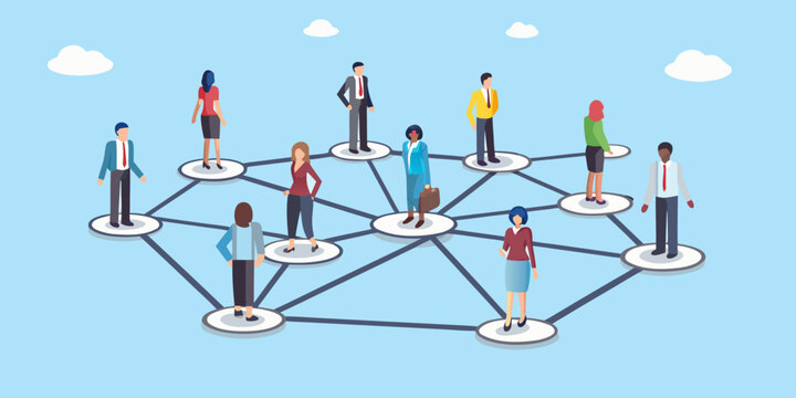 Diverse business people connected in a network