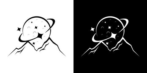 moon peak logo.  mountain and moon vector logo design