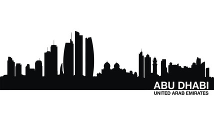 Fototapeta premium Abu dhabi skyline silhouette against white background