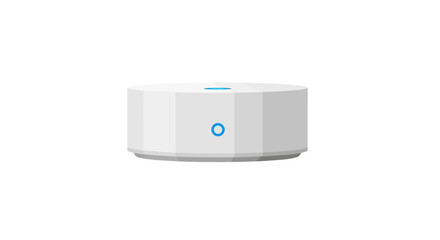 Modern white smart home hub with blue light accents for seamless connectivity and automation, a cutting edge device for control and convenience