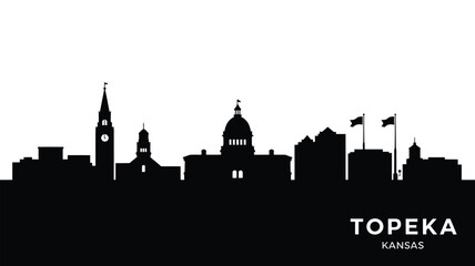 Obraz premium Topeka kansas skyline silhouette at dusk