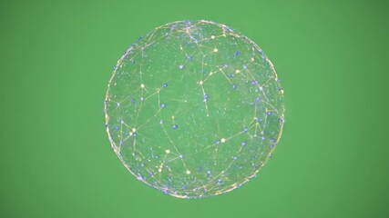 Network Sphere on Green Backdrop: A vibrant and intricate network of interconnected nodes floats gracefully against a green backdrop, symbolizing the complex web of digital communication, data. - Powered by Adobe