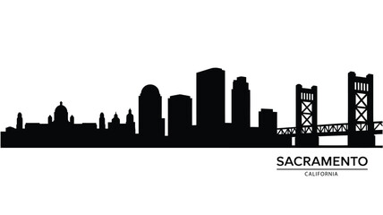 Obraz premium Sacramento california city skyline silhouette with bridge