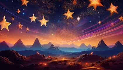 stars on a scenic landscape