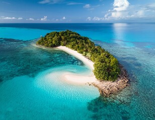 aerial view of a serene island with turquoise waters