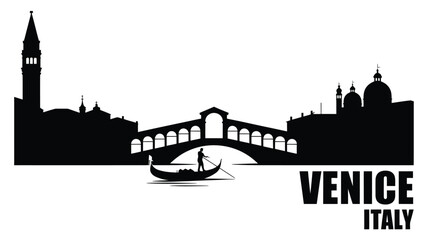 Venice italy silhouette of rialto bridge and gondola © AFAZ