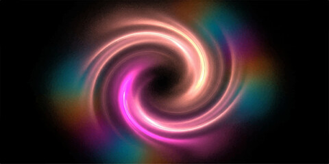 Abstract fractal background with glowing colorful circles, a swirling spiral of light and energy in a digital galaxy space pattern illustration
