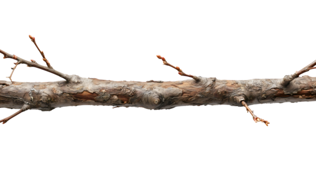A dry wooden log, a rough tree branch piece, a textured bark object for design, a rustic nature stick, an old timber element close-up.