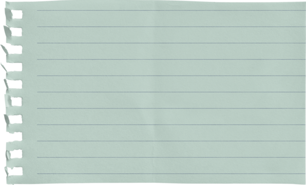 Small Notepad Folded Mint Page Lined isolated on transparent background