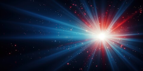 Naklejka premium Explosive red and blue radial light burst