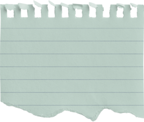 Small Notepad Half Mint Page Torn Lined isolated on transparent background