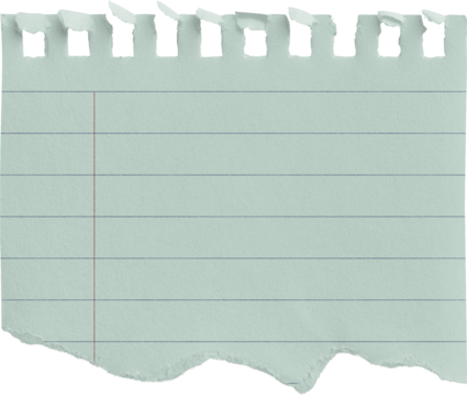 Small Notepad Half Mint Page Torn Lined with Red Margin isolated on transparent background - Powered by Adobe