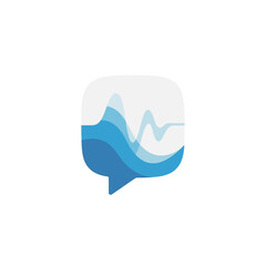 App icon featuring a speech bubble with blue wave-like graphics inside, suggesting communication or sound.