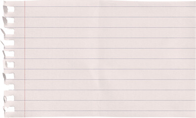 Obraz premium Small Notepad Folded Pink Page Lined with Red Margin isolated on transparent background