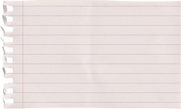 Small Notepad Folded Pink Page Lined with Red Margin isolated on transparent background