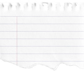 Small Notepad Half-White Page Torn Lined with Red Margin isolated on transparent background