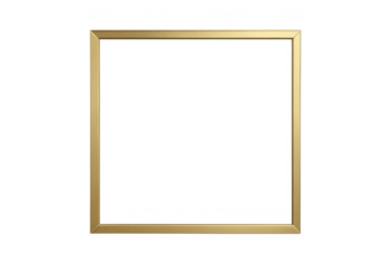 Gold rectangular picture frame with thin border creating an elegant visual element on transparent background