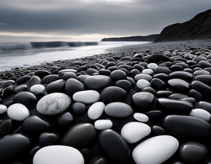 smooth black and white stones