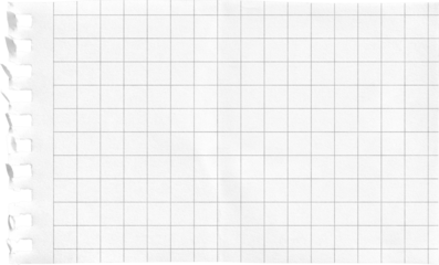 Small Notepad Folded White Page Grid isolated on transparent background