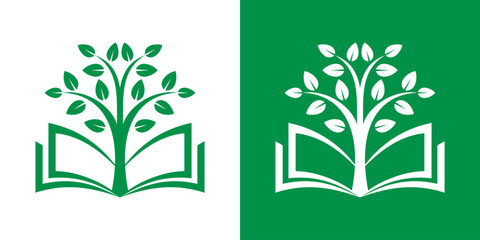 tree book logo.  logo tree in the book design template for education, learning and schools