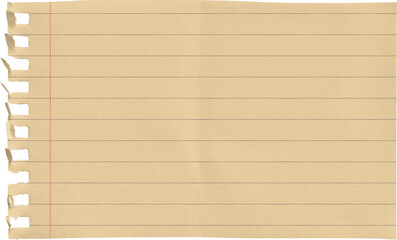 Small Notepad Folded Yellow Page Lined with Red Margin isolated on transparent background