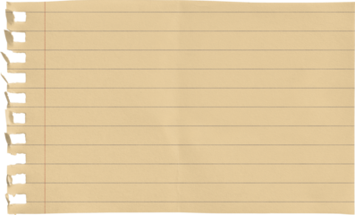 Small Notepad Folded Yellow Page Lined with Red Margin isolated on transparent background