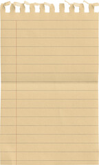 Naklejka premium Small Notepad Yellow Page Folded Lined with Red Margin isolated on transparent background