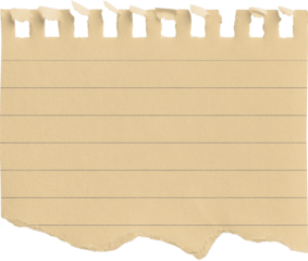 Small Notepad Half Yellow Page Torn Lined isolated on transparent background